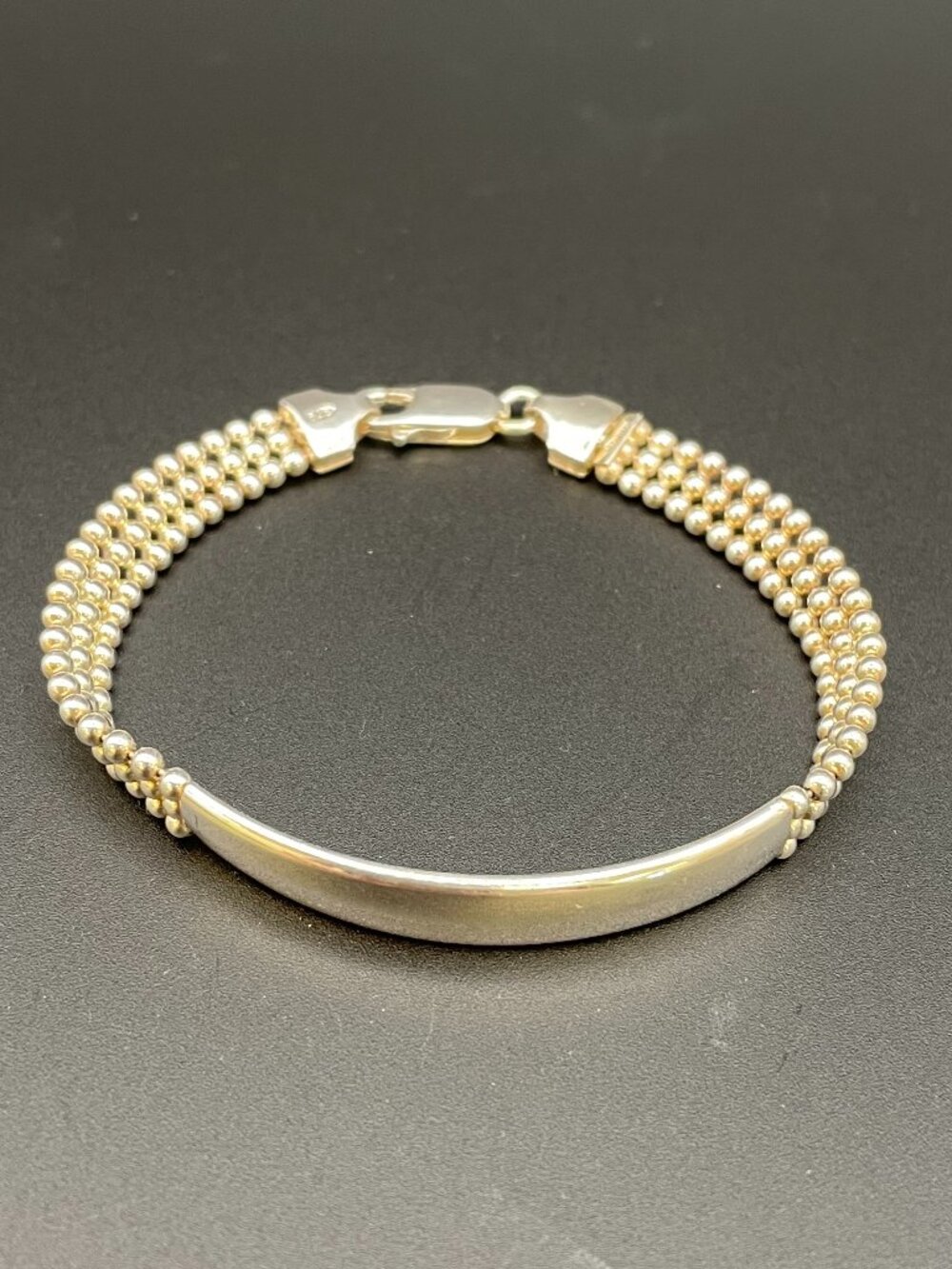 Sterling Silver Name Plate Ball Chain Bracelet